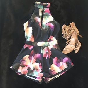 Floral navy romper